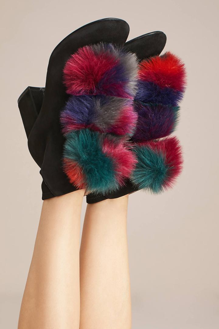 Cecelia New York Faux Fur Pom Front Booties