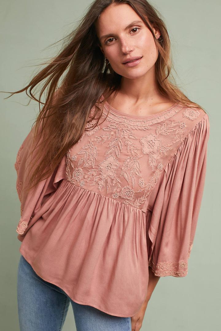 Love Sam Fluttered & Beaded Blouse