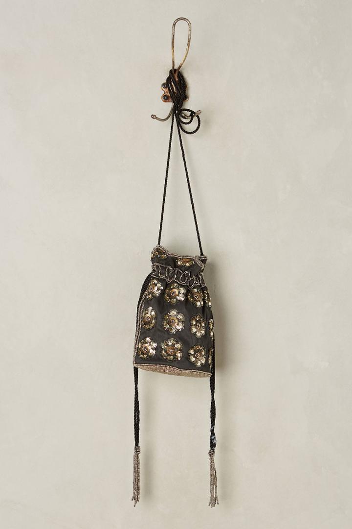 Anthropologie Beaded Drawstring Pouch