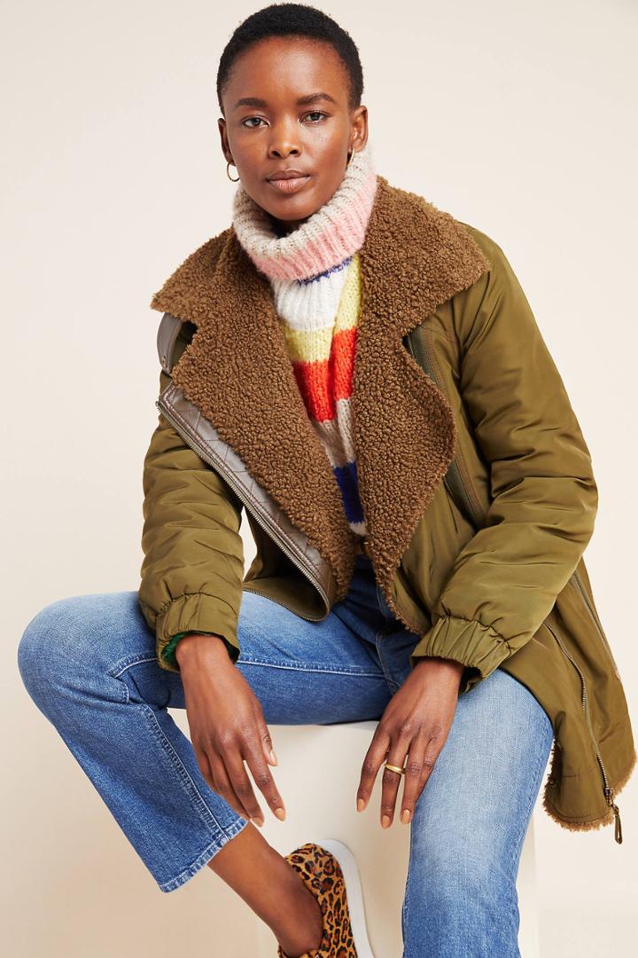 Anthropologie Sherpa-lined Parka Jacket