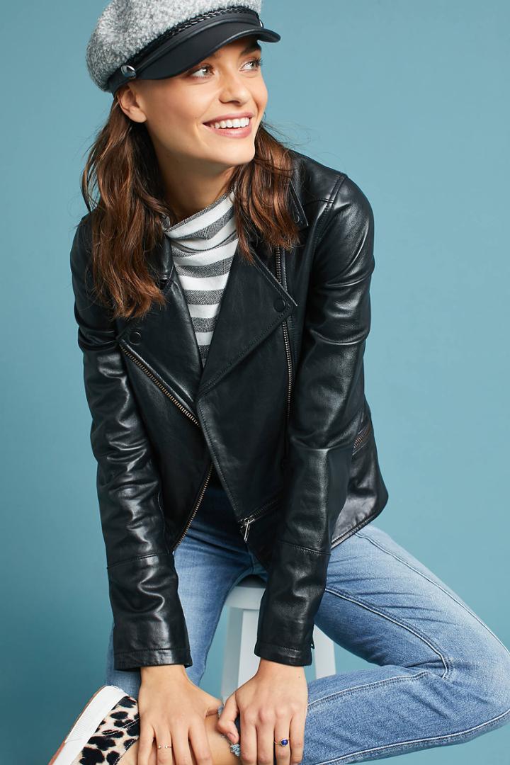 Michael Stars Convertible Leather Moto Jacket
