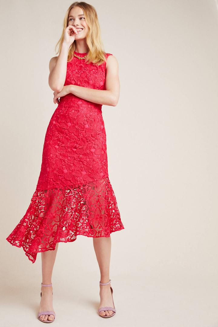 Shoshanna Botanique Lace Midi Dress