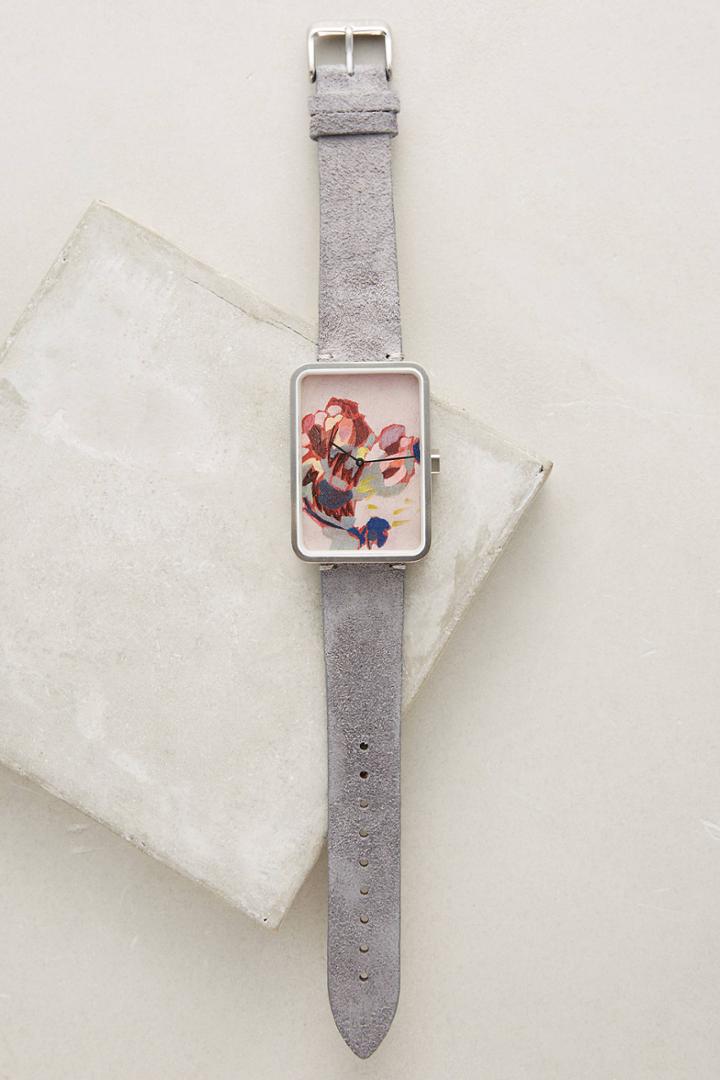 Anthropologie Pink Floral Print Watch