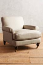 Anthropologie Linen Willoughby Chair, Hickory