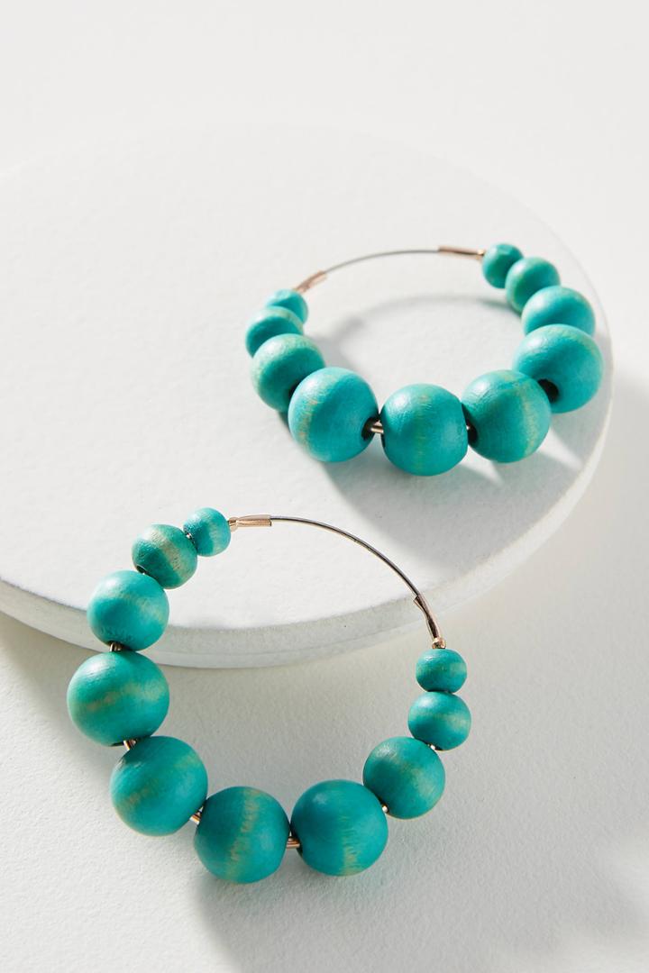 Anthropologie Coastal Beaded Hoop Earrings