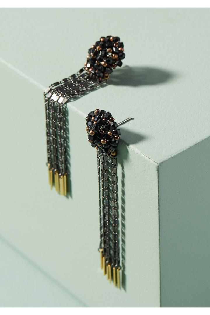Anthropologie Sparkle Fringe Drop Earrings
