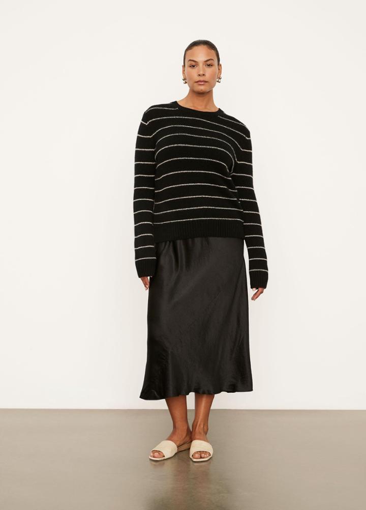 Vince Striped Fitted Crew Neck