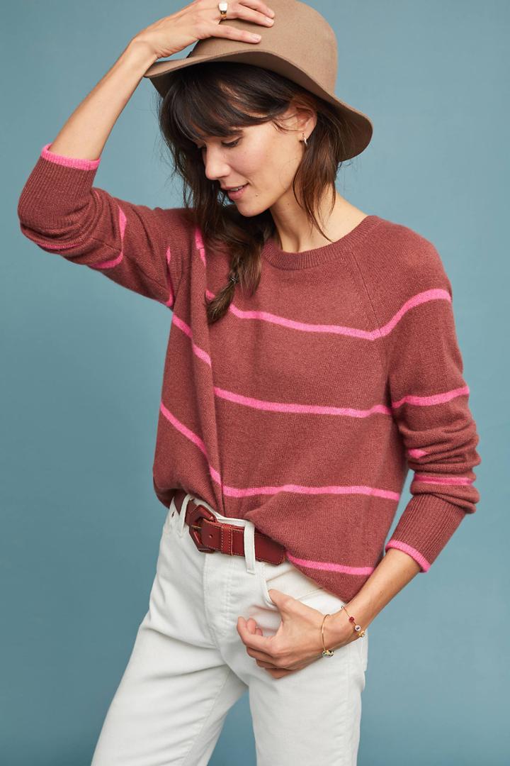 White + Warren Emerson Striped Cashmere Sweater