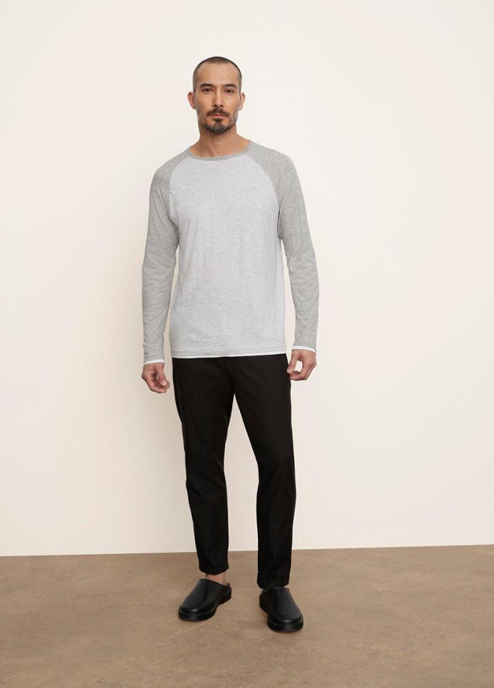 Vince Pima Cotton Double Layer Stripe Baseball Crew Tee