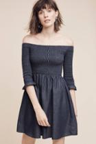 Maeve Smocked Off-the-shoulder Denim Dress