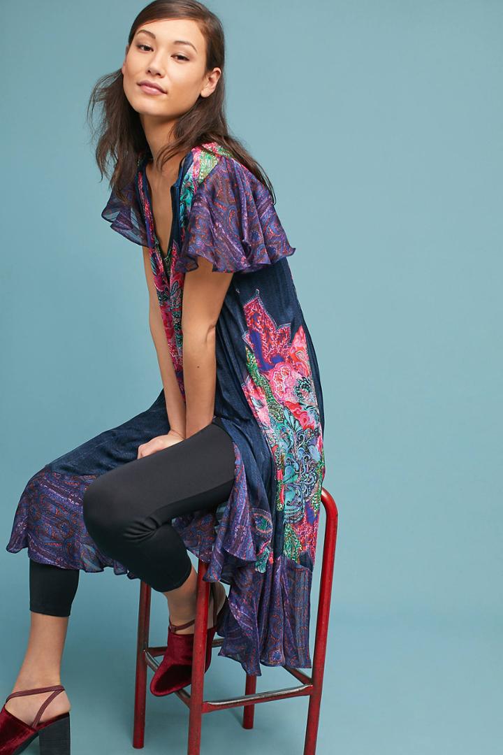 Maeve Loren Flutter-sleeve Swing Dress
