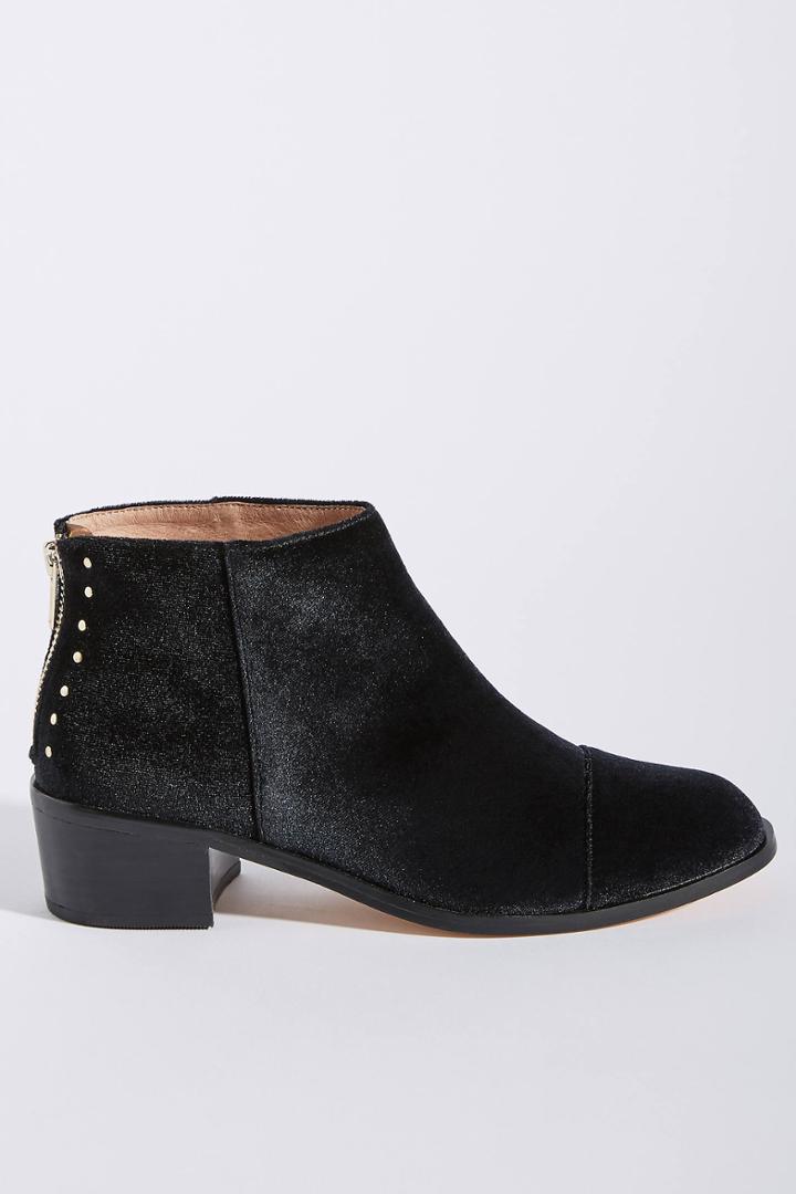 Anthropologie Rounded-toe Velvet Ankle Boots