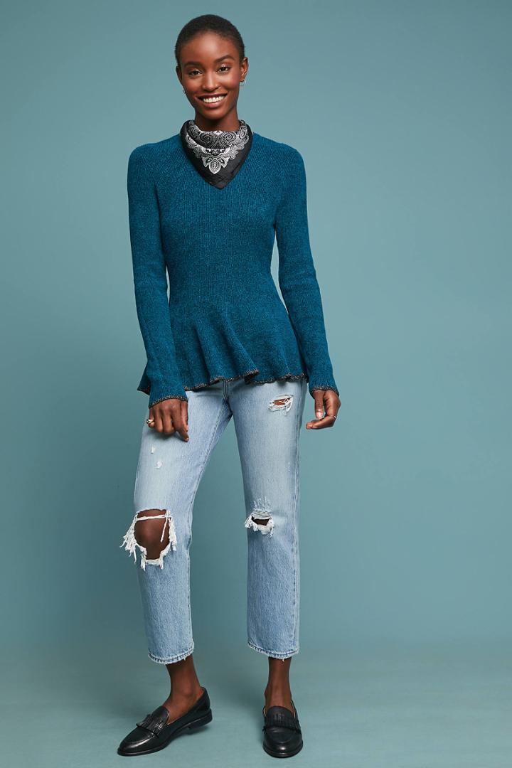 Ett:twa Chenille Peplum Pullover