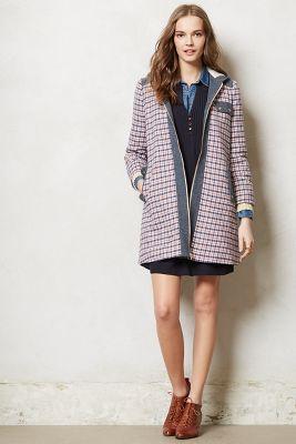 Anthropologie Checked Swing Coat
