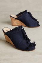 Miss Albright Fringed Mules Navy
