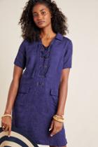 Anthropologie Finley Lace-up Shirtdress