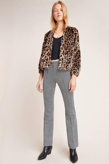 Essentials By Anthropologie Essential Houndstooth Bootcut Trousers