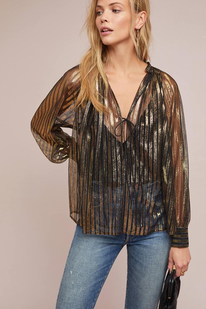 Antik Batik Metallic Striped Blouse