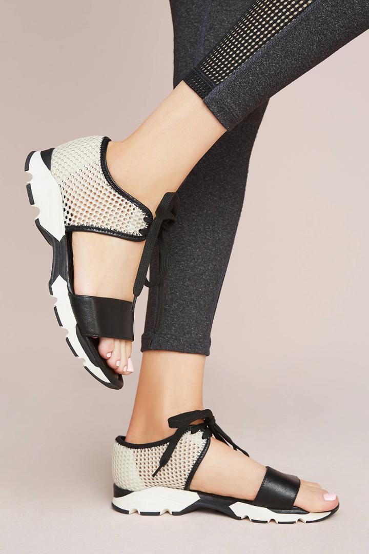 All Black Open-toe Mesh Sneakers
