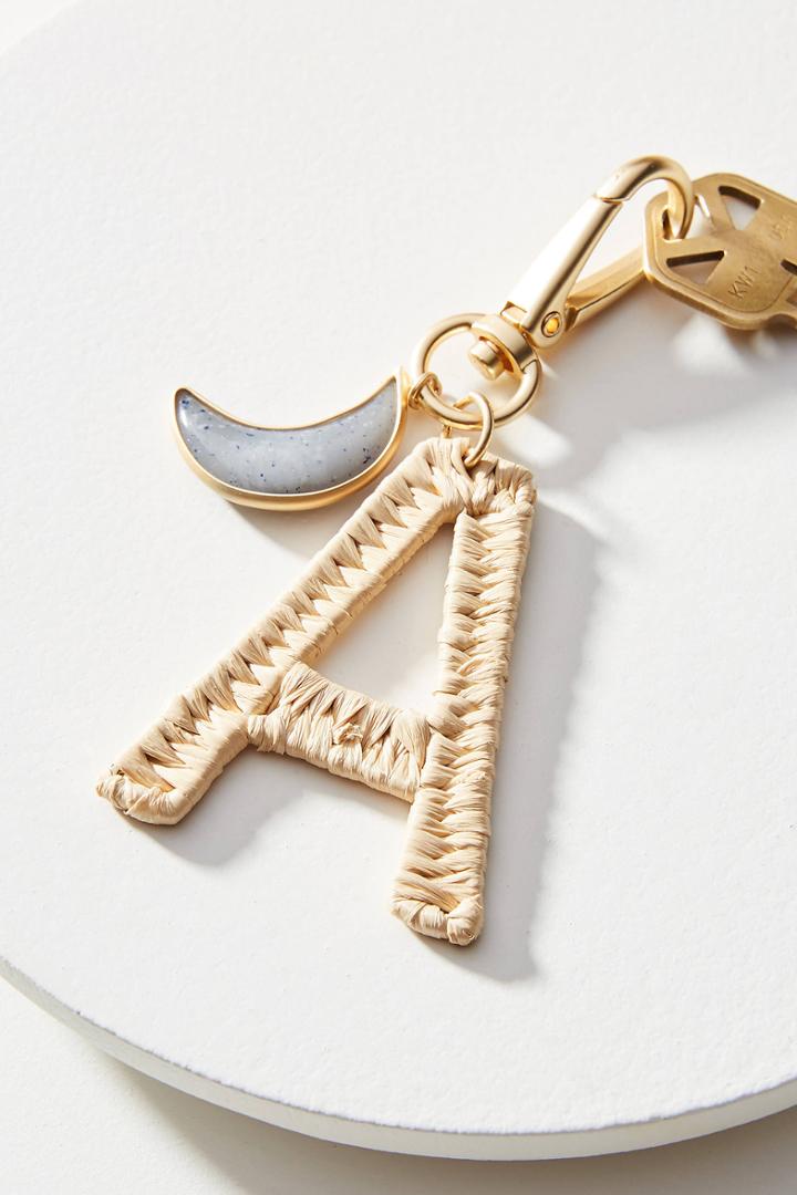 Anthropologie Wicker Monogram Keychain