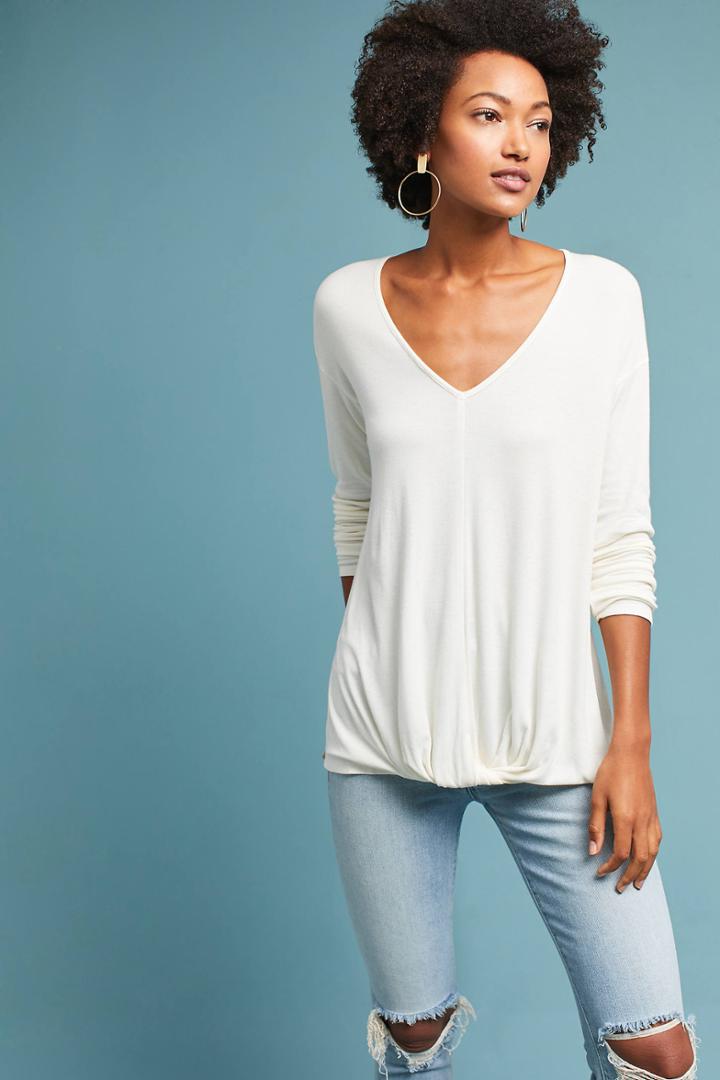 Bordeaux Ribbed Twist-hem Top