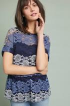 Eva Franco Striped Lace Peplum Top