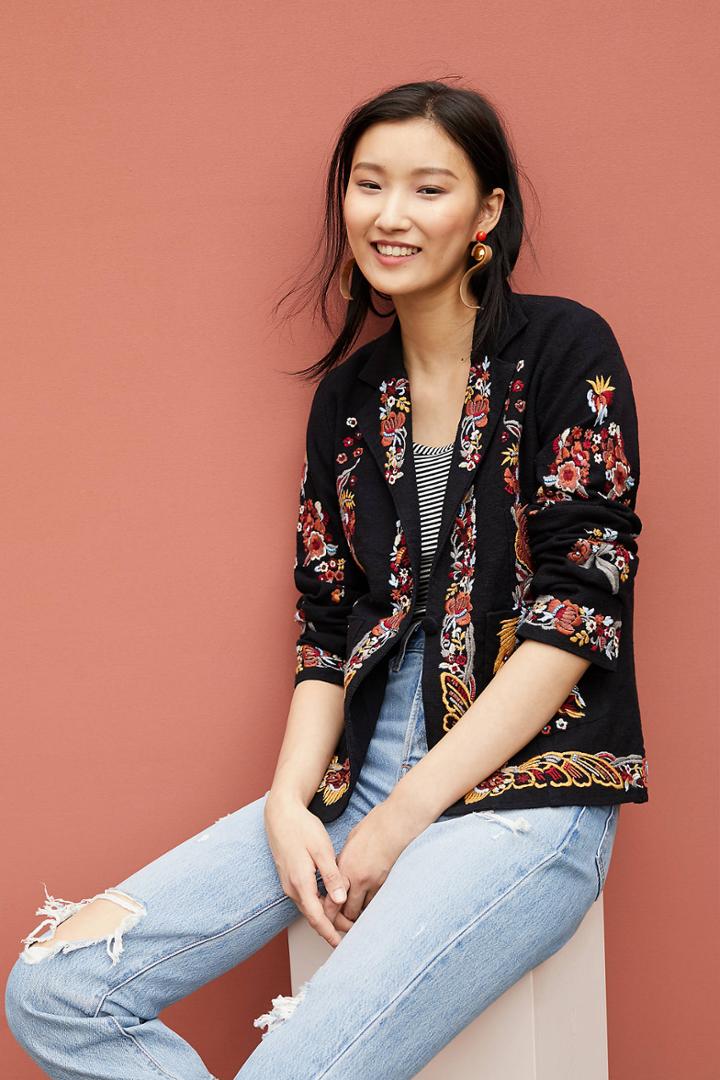Maeve Ellen Embroidered Blazer