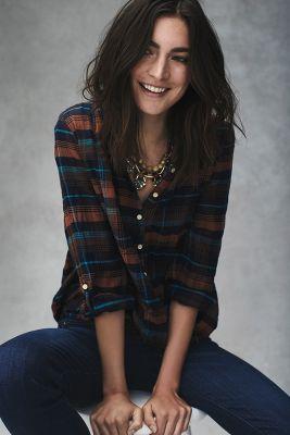 Isabella Sinclair Draped Plaid Buttondown