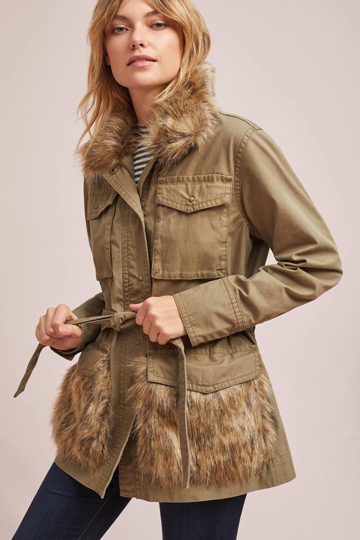 Anthropologie Fur-trimmed Field Parka