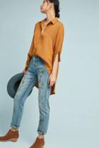 Pilcro And The Letterpress Pilcro Floral Embroidered Mid-rise Slim Boyfriend Jeans