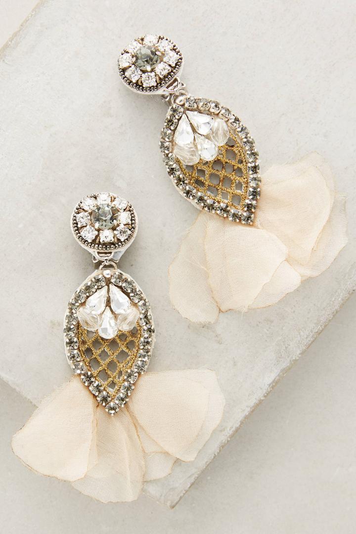 Ranjana Khan Snow Tulle Clip-on Drop Earrings