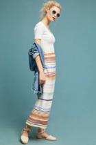 Whit Striped Midi Skirt