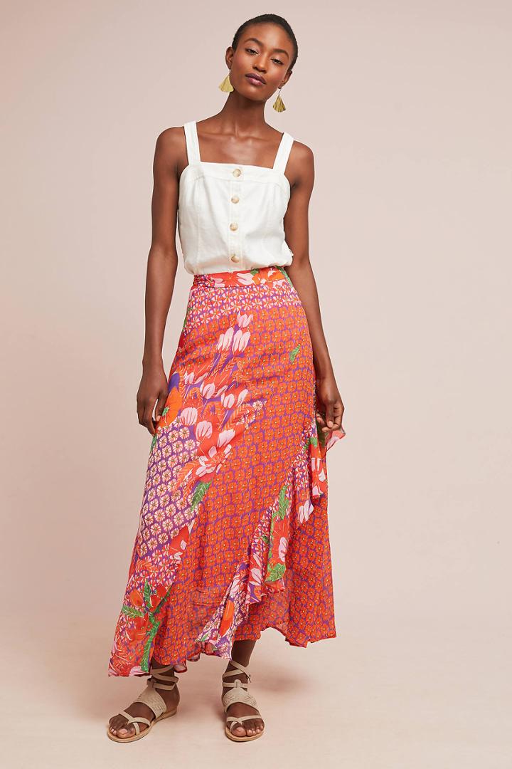 Maeve Ginza Ruffled Maxi Skirt