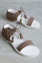 Kmb Fringed Suede Sandals Taupe