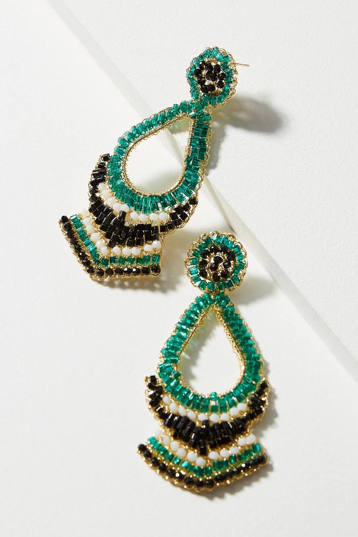 Anthropologie Marron Beaded Drop Earrings