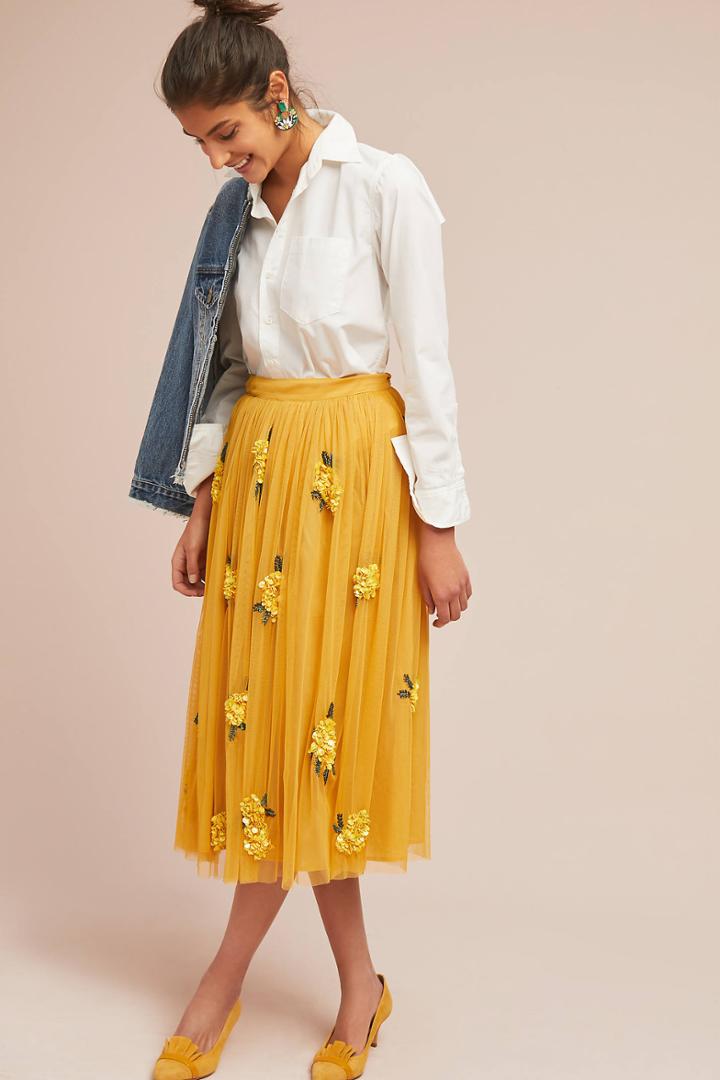 Maeve Posy Sequin Skirt