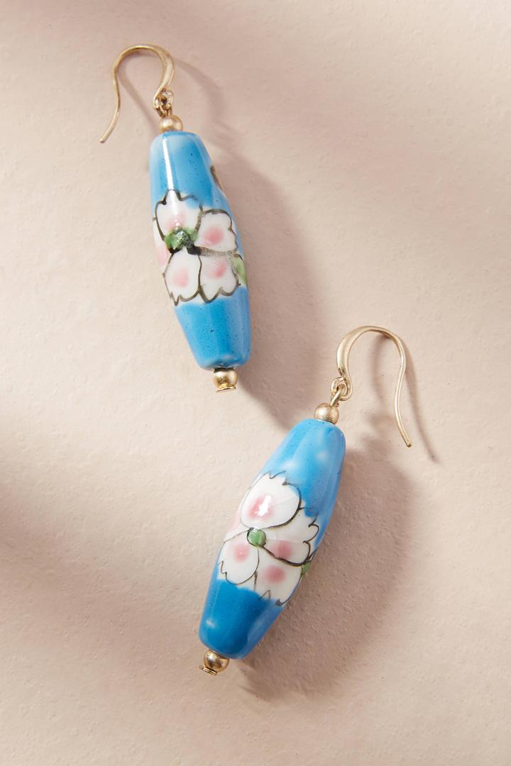 Anthropologie Painted Dogwood Drop Earrings