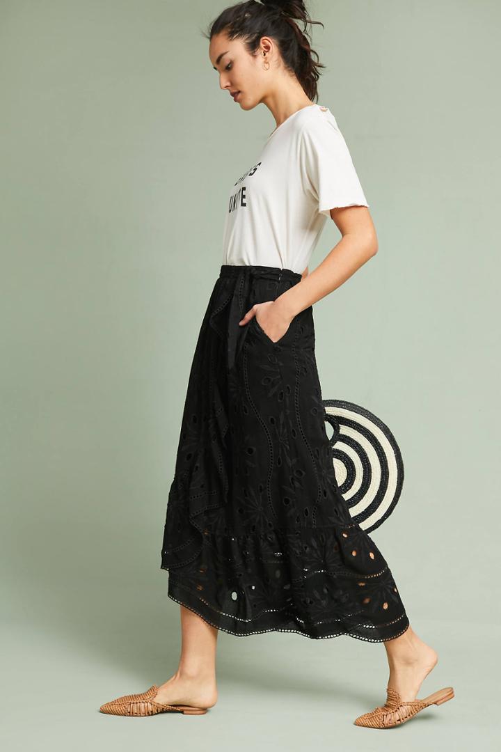 Maeve Eyelet Wrap Skirt