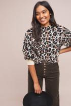 Line & Dot Leopard Mock Neck Sweater