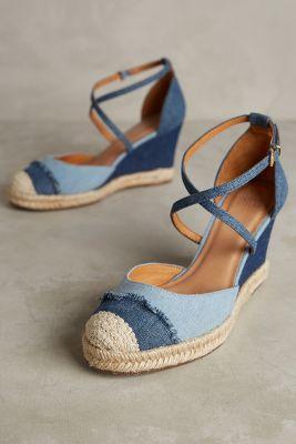 Jasper & Jeera Alessa Espadrille Wedges Dark Denim