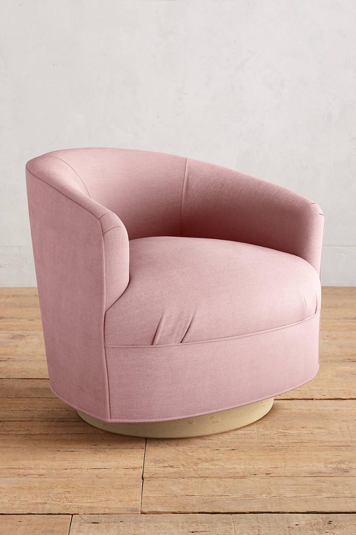 Anthropologie Linen Amoret Swivel Chair