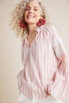 Denovo Striped Lace Peasant Blouse