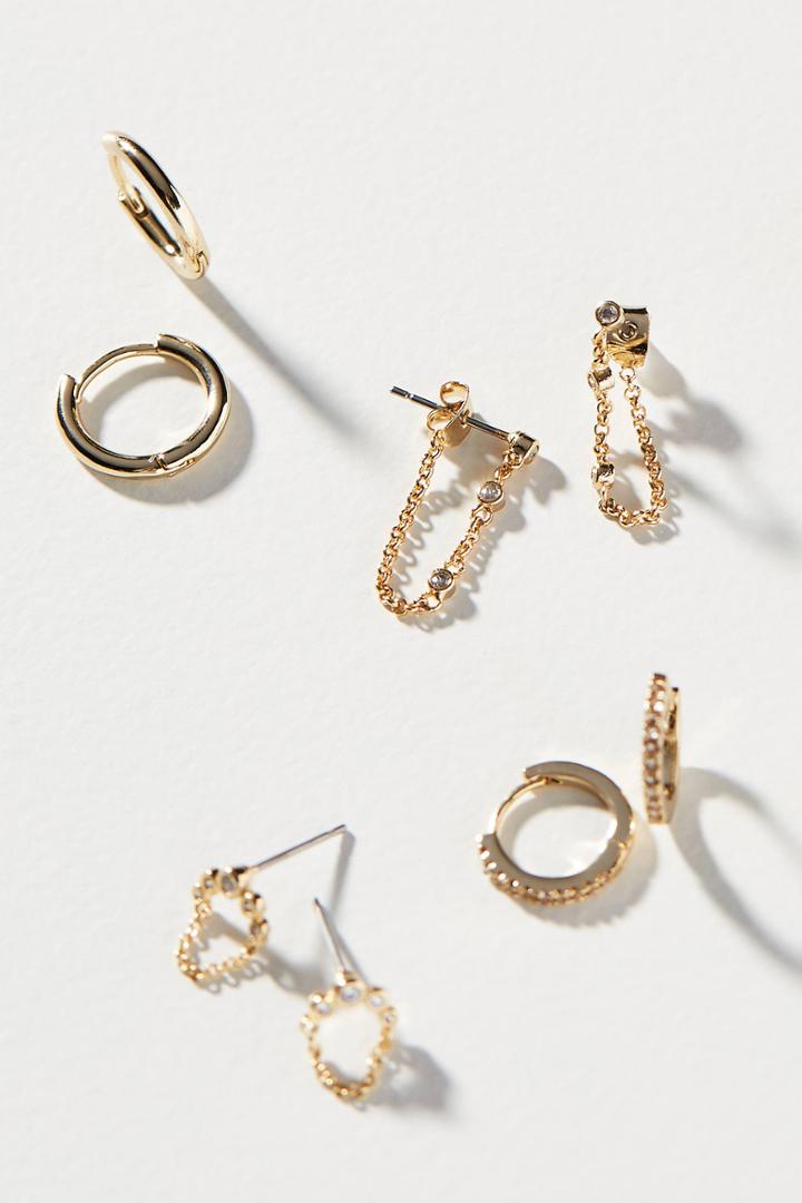 Anthropologie Irina Hugger Hoop Earring Set