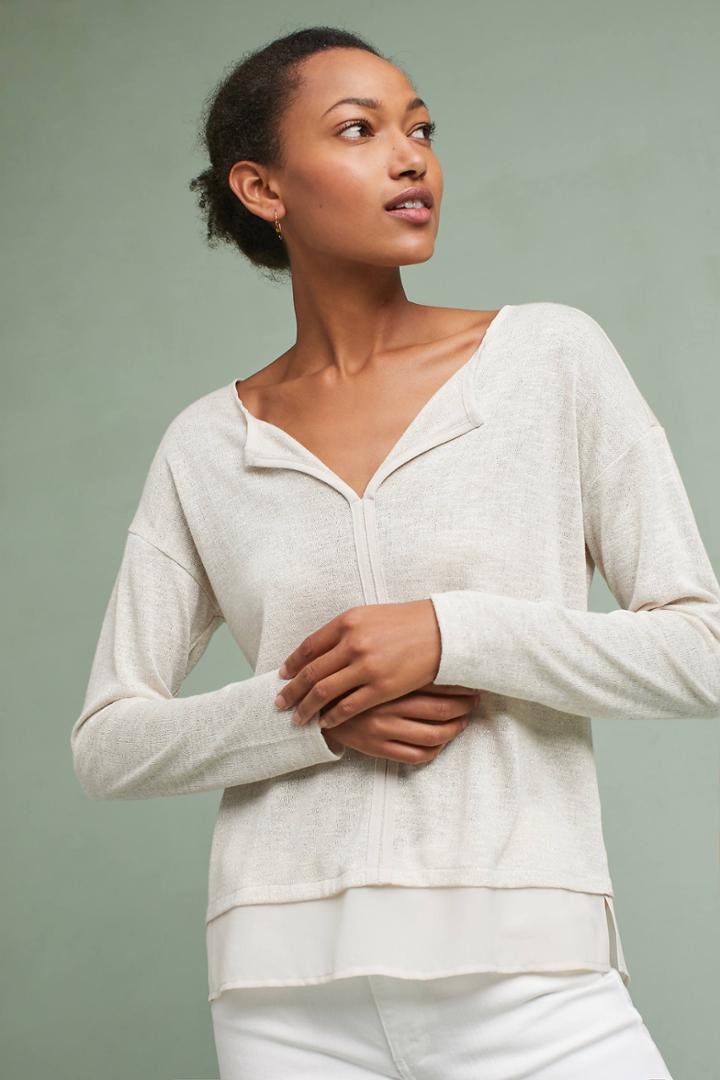 Sanctuary Frosted Split-neck Top