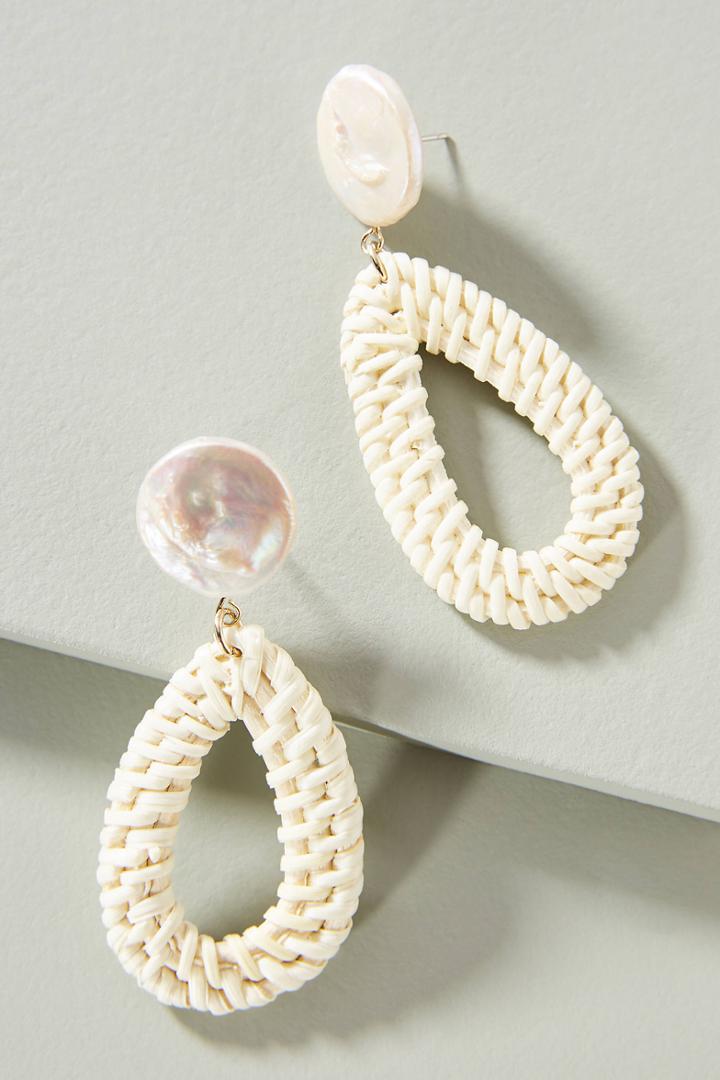 Anthropologie Wicker Teardrop Earrings