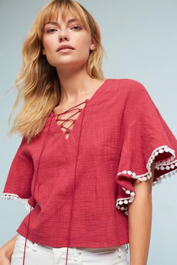 Dina Agam Cara Flutter-sleeve Top