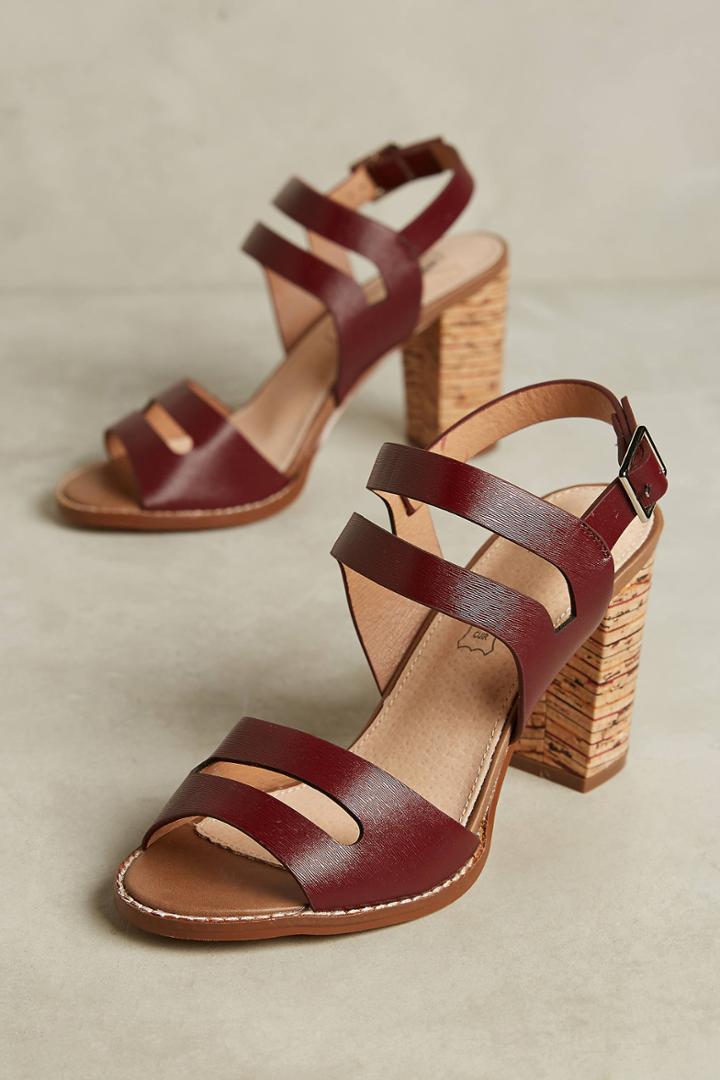 Vanessa Wu Plum Block Heel Sandals