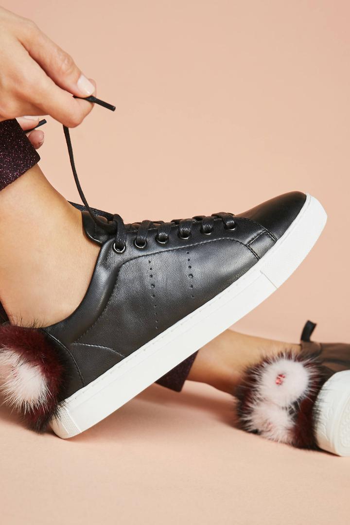 Lola Cruz Faux Fur Wink Sneakers