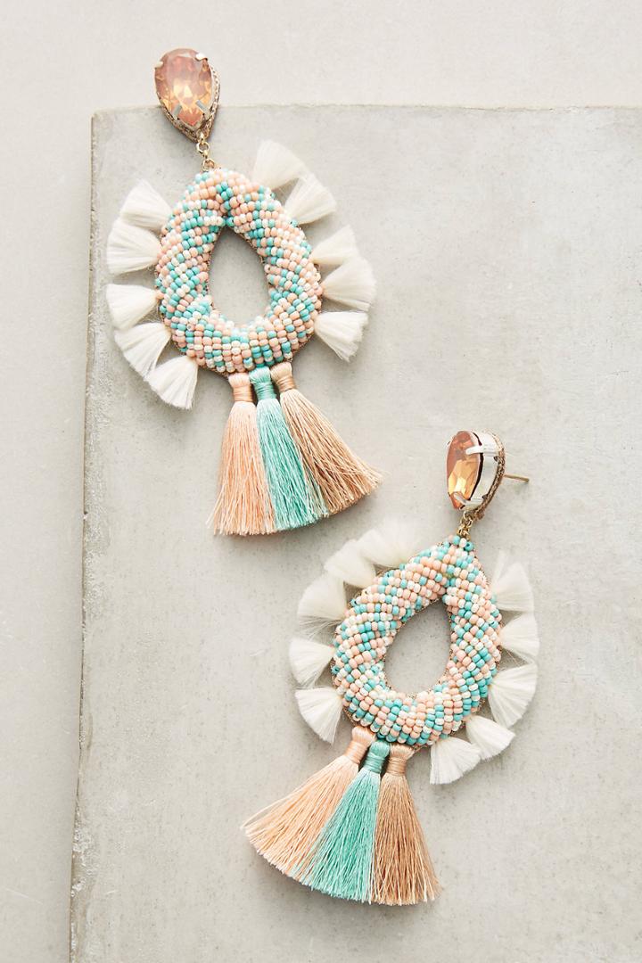 Anthropologie Sorbet Fringe Drop Earrings