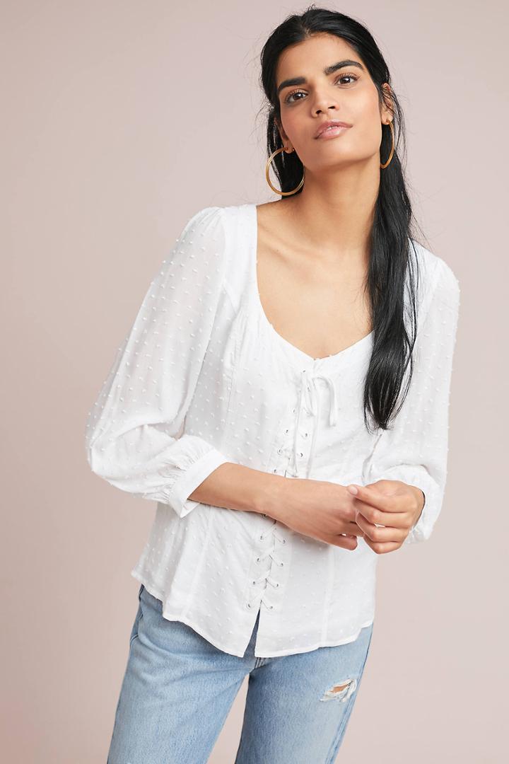 Maeve Lisette Lace-up Blouse